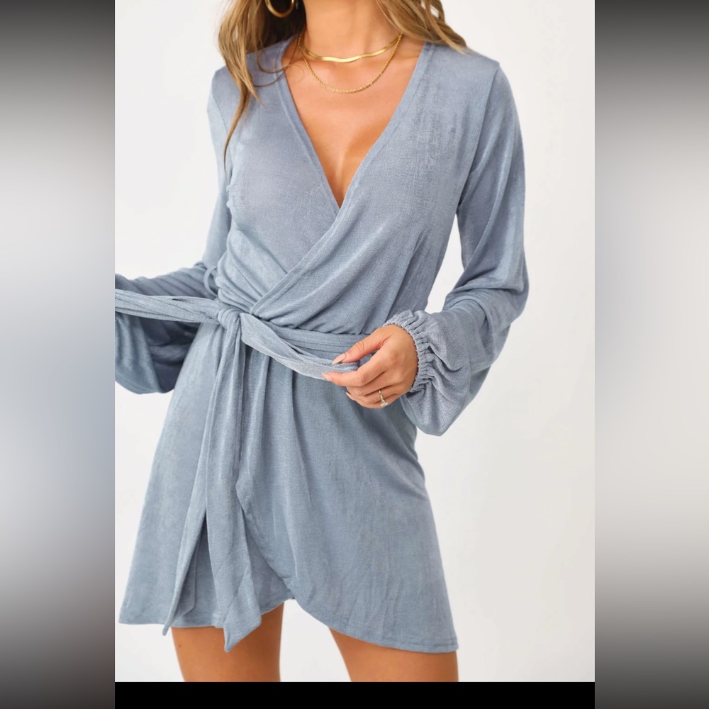 KITTENISH BLUE WRAP DRESS